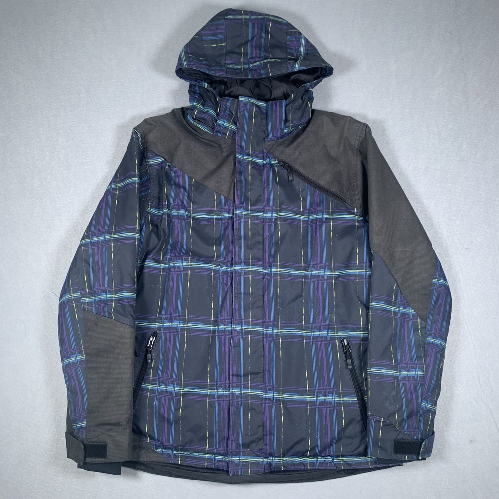 Boulder Gear Ski Jacket Mens Medium Black Plaid Insulated Hooded 2553R